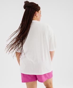 Tee-shirt manches courtes en jersey de coton flammé imprimé femme grande taille vue4 - GEMO (G TAILLE) - GEMO