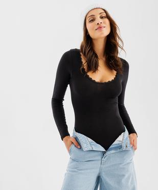 Body chaud à manches longues et col V femme vue1 - GEMO(HOMWR FEM) - GEMO