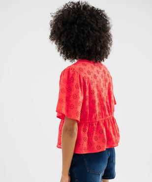 Blouse manches courtes en broderie anglaise à basque femme vue4 - GEMO(FEMME PAP) - GEMO