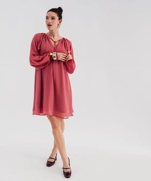 Robe courte en voile avec volants aux emmanchures femme vue1 - GEMO 4G FEMME - GEMO