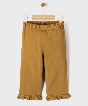 Pantalon en coton avec finitions volantées bébé fille vue1 - GEMO 4G BEBE - GEMO