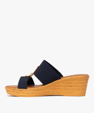 Mules femme à talon compensé et brides élastiques avec détail fantaisie vue3 - VALENTINA BALDA - GEMO