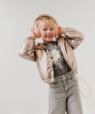 Blouson déperlant à capuche avec doublure peluche fille vue1 - GEMO 4G FILLE - GEMO