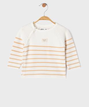 Pull brassière rayé avec fermeture sur le côté bébé vue1 - GEMO(BB COUCHE) - GEMO