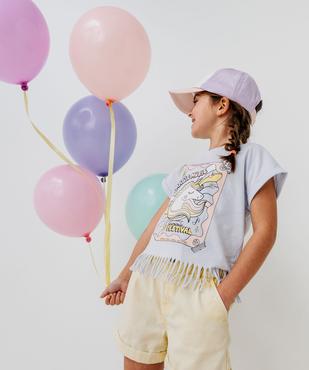 Tee-shirt manches courtes avec franges fille vue1 - GEMO 4G FILLE - GEMO