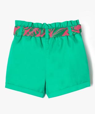 Short en toile taille haute avec ceinture à nouer fille vue3 - GEMO (ENFANT) - GEMO