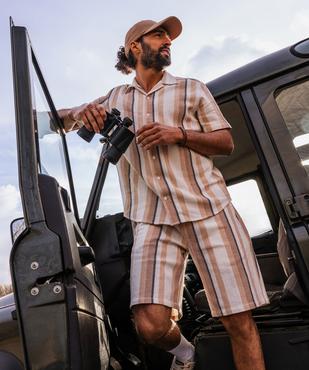 Short large à rayures avec ceinture ajustable pour homme vue6 - GEMO (HOMME) - GEMO
