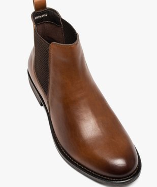 Boots homme style Chelsea dessus cuir uni - Taneo vue6 - TANEO - GEMO
