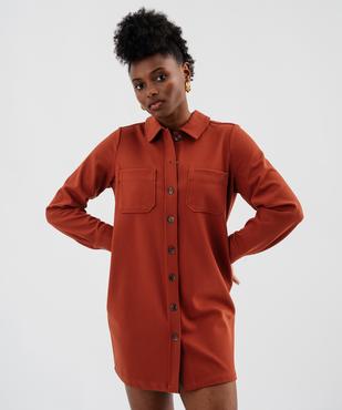 Robe chemise courte en maille sergée femme - LuluCastagnette vue1 - LULUCASTAGNETTE - GEMO
