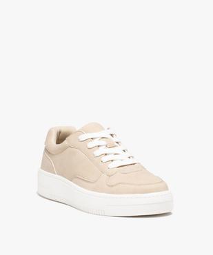 Baskets femme unies à semelle épaisse avec lacets contrastants vue2 - GEMO 4G FEMME - GEMO