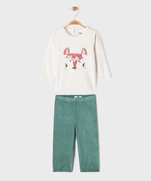 Pyjama 2 pièces en velours avec motif biche brodé bébé fille vue1 - GEMO 4G BEBE - GEMO