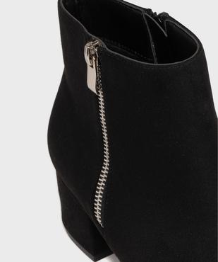 Boots femme à talon carré en suédine unie et zip décoratif vue12 - VALENTINA BALDA - GEMO