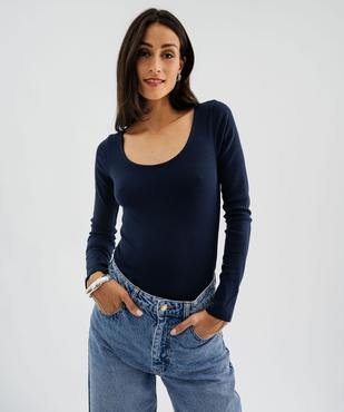 Body en maille côtelée à grand col rond femme vue4 - GEMO(FEMME PAP) - GEMO