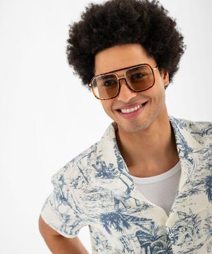 Chemise manches courtes imprimée à col cubain homme vue2 - GEMO 4G HOMME - GEMO