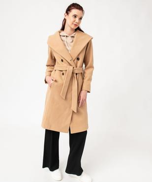 Manteau mi-long à grand col capuche femme vue1 - GEMO(FEMME PAP) - GEMO