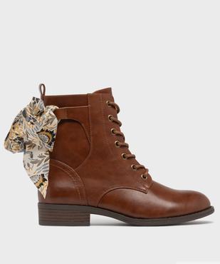 Boots à lacets et zip avec foulard à nouer femme  vue1 - EMILIA ROSA G4G - GEMO