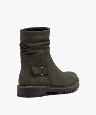 Boots femme à talon plat dessus uni avec col plissé vue5 - GEMO (CASUAL) - GEMO