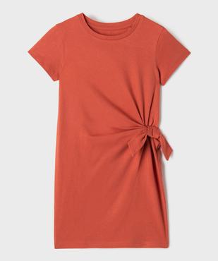 Robe courte en coton avec noeud à la taille fille vue1 - GEMO 4G FILLE - GEMO