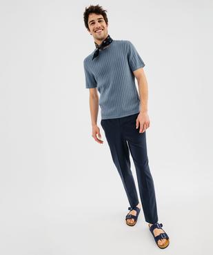 Tee-shirt manches courtes en maille côtelée homme vue4 - GEMO 4G HOMME - GEMO