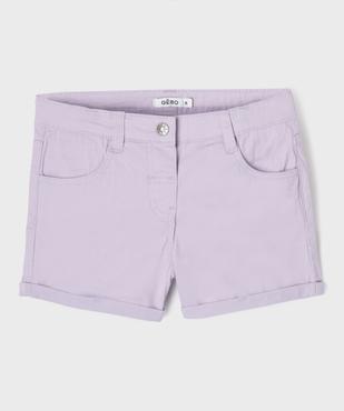 Short en coton stretch avec revers fille vue1 - GEMO (JUNIOR) - GEMO