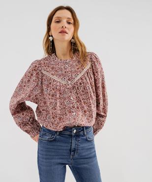 Blouse ample en voile de coton imprimé femme vue1 - GEMO 4G FEMME - GEMO