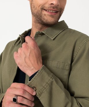 Veste droite en toile de coton à col chemise homme vue3 - GEMO 4G HOMME - GEMO