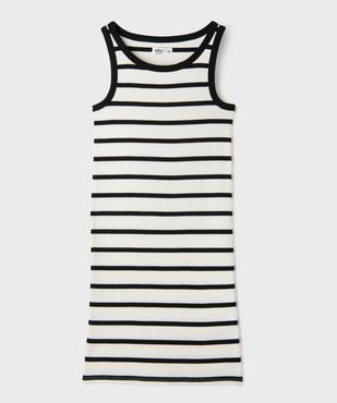 Robe sans manches en maille côtelée rayée fille vue1 - GEMO 4G FILLE - GEMO
