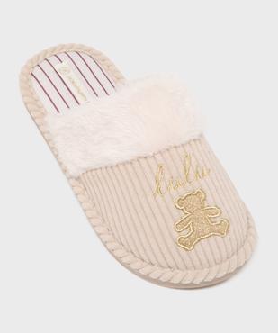 Chaussons mules en velours côtelé femme - LuluCastagnette vue5 - LULUCASTAGNETTE - GEMO
