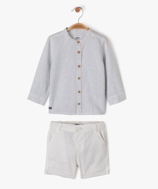 Ensemble 2 pièces en lin chemise + short bébé garçon vue1 - GEMO 4G BEBE - GEMO