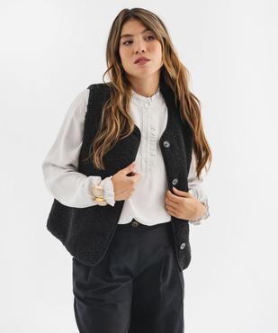Veste sans manches en sherpa femme vue1 - GEMO 4G FEMME - GEMO