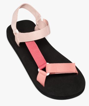 Sandales de plage femme à brides en toile scratch vue5 - GEMO (PLAGE) - GEMO