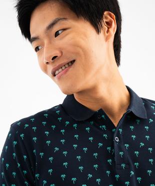 Polo manches courtes en maille de coton piquée à motifs palmies homme vue2 - GEMO 4G HOMME - GEMO