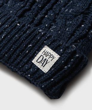 Bonnet à pompon en maille chinée bébé garçon vue2 - GEMO(BEBE DEBT) - GEMO