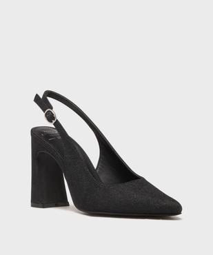 Escarpins slingback à talon haut en matière pailletée femme - Follow Me vue2 - FOLLOW ME - GEMO