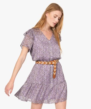 Robe femme à motifs fleuris et volants sur les épaules vue1 - GEMO(FEMME PAP) - GEMO