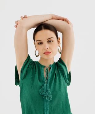 Tee-shirt à manches volantées et liens à nouer femme vue2 - GEMO(FEMME PAP) - GEMO