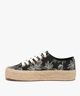Baskets femme en toile imprimée et semelle cordelette vue4 - GEMO 4G FEMME - GEMO