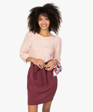 Tee-shirt femme à manches 3/4 bouffantes vue1 - GEMO(FEMME PAP) - GEMO