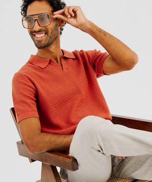 Polo manches courtes en maille fantaisie homme vue1 - GEMO 4G HOMME - GEMO