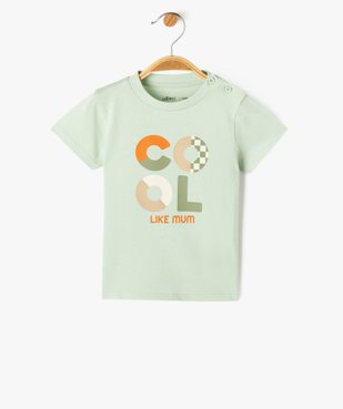 Tee-shirt manches courtes avec message famille bébé garçon vue1 - GEMO(BEBE DEBT) - GEMO