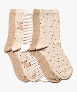 Chaussettes hautes assorties femme (lot de 5) vue1 - GEMO 4G FEMME - GEMO