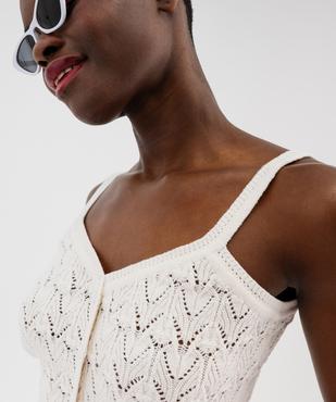 Débardeur en maille ajourée boutonné sur l’avant femme vue4 - GEMO 4G FEMME - GEMO