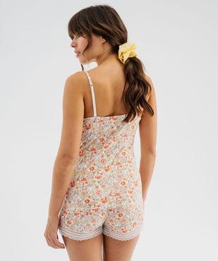 Haut de pyjama à fines bretelles et dentelle femme vue3 - GEMO 4G FEMME - GEMO