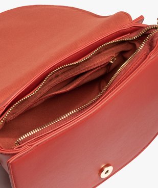 Sac femme forme besace avec surpiqûres sur le rabat vue3 - GEMO (ACCESS) - GEMO