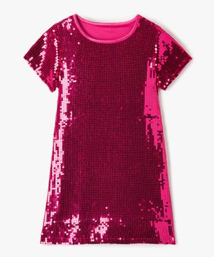 Robe fille à manches courtes avec sequins brodés vue1 - GEMO (ENFANT) - GEMO