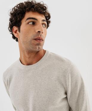 Pull col rond en coton uni homme vue7 - GEMO (HOMME) - GEMO