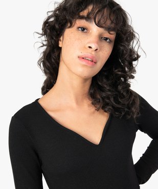 Tee-shirt femme forme body en maille côtelée vue2 - GEMO(FEMME PAP) - GEMO