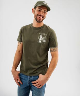 Tee-shirt manches courtes col rond en coton imprimé homme vue1 - GEMO 4G HOMME - GEMO