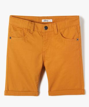 Bermuda garçon en coton twill uni à revers vue1 - GEMO 4G GARCON - GEMO