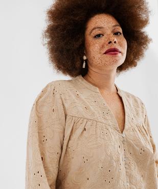 Blouse manches longues à broderies fleuries femme grande taille vue2 - GEMO (G TAILLE) - GEMO